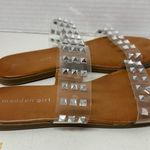 Steve Madden Madden Girl Slip On Silver Studded Vinyl Slides Womens 9 Beach Sandal Flats Photo 6