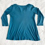 Loft  Beaded Split-Neck Tunic Womens Size M Teal Boho Western Coastal Cowgirl Top Photo 3