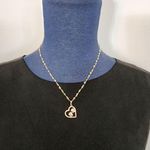 Gold Filled Heart Link Chain Necklace with Paw Print Heart Charm Pendant Photo 5