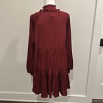 Glam NWT Burgundy Satin Babydoll Dress With Pockets Sz L Photo 4