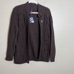 Women's Sweater Cardigan Espresso Chocolate Brown mock Y2K 90s Textured 3d Cable Size M Photo 1