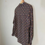 Liz Sport Vintage Women's Sz Small Long Sleeve Button Up Paisley Navy Blouse Top Photo 13