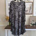 Oversized High Low Leopard Print Tunic Top Asymmetrical Layered Ruffle Modest Black Photo 1