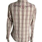 Cowgirl Hardware Snap Front Western Shirt M White Plaid Embroidered Rhinestones Size M Photo 3