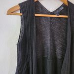 Eileen Fisher Sleeveless 100% Linen Black Cardigan Vest Open Front Knit Size XS Photo 2