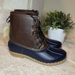st. john's bay St John’s Bay Rollands navy/brown duck boots sz 11 Photo 0