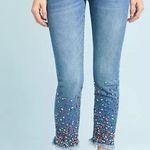 Pilcro and the Letterpress Embellished Pilcro Mid-Rise Slim Straight Jeans | Size 30 | Wearable Art Photo 3