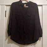 Faded Glory  | Basic Black Long Sleeved Button Up Shirt Top Size XL Photo 0