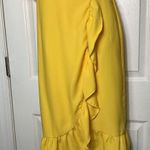 Top Shop Ruffle True Wrap A-Line Yellow Dress Size 2 Short Sleeve Photo 5