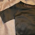 Black flocked Angel Print Mesh Top Green Photo 6