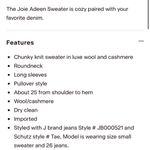 Joie  Adeen beautiful wool/cashmere chunky knit ribbed oversize sweater Photo 10