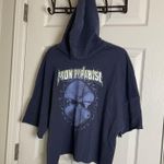 Under Armour Project Rock Terry Cropped Hoodie Iron Paradise Blue Sz 1X Photo 8