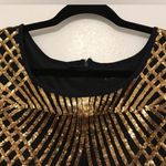 Formal Evening gold black sequin lined dress women’s size small Photo 2