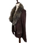 Y2K Ceres Fairy Grunge Faux Fur Chunky Knit Open Cardigan Women’s L Chocolate Brown Size L Photo 1