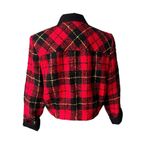 Vintage Howard Wolf Dallas Tarten Plaid Boucle Double Breasted Crop Jacket, Sz 8 Red Photo 6