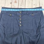 J.Crew Navy Wide Leg Pleated Button Front Cotton Pants Size 12 Photo 8