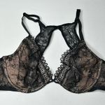Victoria's Secret Black Lace Unlined Bra 32DD Plunging Neckline Photo 1