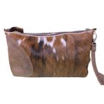 MARCIANTE BRANDS BROWN & WHITE FUR & LEATHER CROSSBODY BAG Photo 3