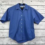 Lands' End  Women's Blue Button Up Cotton Dress Shirt [Size Medium]‎ Made in USA Photo 0