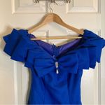 None Royal blue fancy dress w/ bow front w/ blue gloves, jewel, regency core Photo 2
