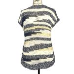 Lucky Brand SMALL Striped Loose Knit Notched V-Neck Short Sleeve Sweater Photo 4