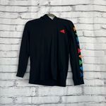 Adidas  Long Sleeve Hoodie Women’s XS Black Rainbow Logo Sleeve Cotton Pullover Photo 5