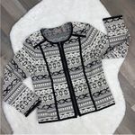 Chico's Chico’s‎ Tribal Fair Isle Southwestern Full Zip Knit Jacket Black Ivory Small Photo 14