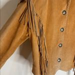 Carroll original wear leather tassel fringe western rodeo jacket coat Y2K M fall Tan Size M Photo 3