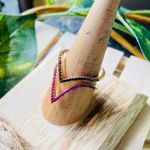 Sterling Silver Rose Gold CZ Ruby & Black 9/10 Adjustable Ring Pink Photo 1