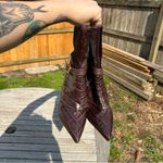 Schutz NWOB Jorian Womens Brown Crocodile Embossed Leather Wedge Bootie Size 10 Photo 10