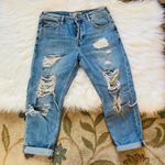 Topshop distressed high waist boyfriend crop buttonfly denim jeans Photo 2