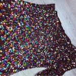 Vintage sequin one arm long sleeve midi rainbow sparkle evening dress 2xL Pink Size XXL Photo 1