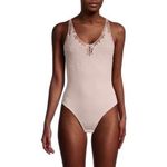 Free People  Women’s Lea Floral Embroidery Bodysuit – Pearl Pink – Size S NWT Photo 5