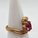 Vintage 14KT GE Gold & Pink Austrian Crystal Ring (4.75) Pink Photo 1