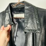 Vintage Alan Michael Black Braided Leather Zip Up Front Leather Blazer Jacket M Size M Photo 7