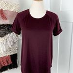 Lululemon Short Sleeve T-Shirt Top with Split Back Crew Neck Burgundy Sz XS Photo 0