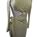 Meshki Christina Backless Wrap Cutout Maxi Dress in Green Shimmer Size Small NWT Photo 5