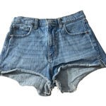 Abercrombie & Fitch The Mom Shorts High Rise Blue Denim Size 27/4 Cotton Slit Photo 0