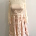 Sheer Neckline Lace Formal Dress Pink Size M Photo 0