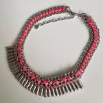 Loft Ann Taylor Rhinestone Pink Orange Summer neon silver necklace Photo 7
