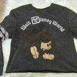 Disney Walt  World Mickey Football Stripe Crop T-Shirt Medium Photo 1