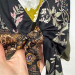 Anthropologie Tiny Green Black Patchwork Blooms Blouse Womens XS Tie Shirt Tops Photo 1