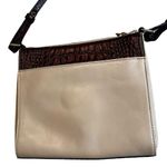 Brahmin Manhattan Cream & Brown Trimmed Leather Bag Built-in Wallet Photo 5