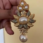 Faux Pearl and Gold Statement Indian Earrings Photo 2