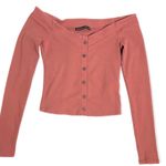 Abercrombie & Fitch Off-Shoulder Ribbed Long Sleeve Top Photo 0