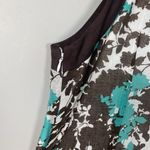 Robbie Bee Brown Teal Floral Print Beaded Neckline Cotton Dress Size 8 Beach Photo 5