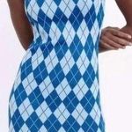 ZARA Blue Argyle Sweater Knit Mini Dress Small Photo 0