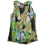 Petite Sophisticate  Green and Brown Patterned Blouse With Bow-Euc- Medium Photo 1