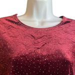 Impressions Vintage Burgandy Silver Sparkles Velvet Blouse Medium Petite Holiday Photo 2