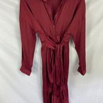 Steve Madden Sula Tie Front Satin Long Sleeve Dress in Windsor Wine Size 2 Photo 4